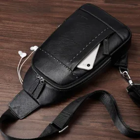 Men's Cowhide Leather Crossbody Bag