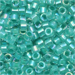 Miyuki Delica Seed Beads, 10/0 Size, Aqua Blue Lined AB DBM0079 (7.2 Grams)