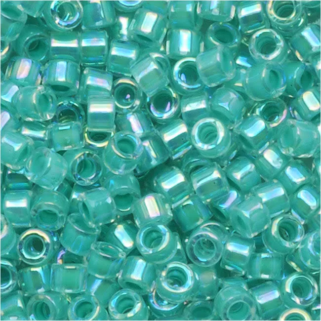 Miyuki Delica Seed Beads, 10/0 Size, Aqua Blue Lined AB DBM0079 (7.2 Grams)