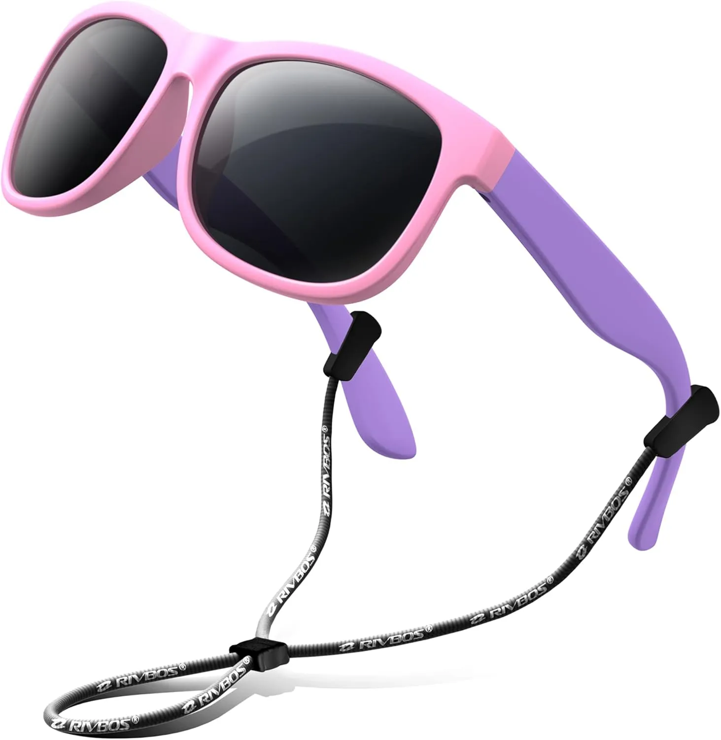 RIVBOS Kids Sunglasses with Strap Polarized UV Protection Flexible Rubber Shades for Boys Girls RBK023