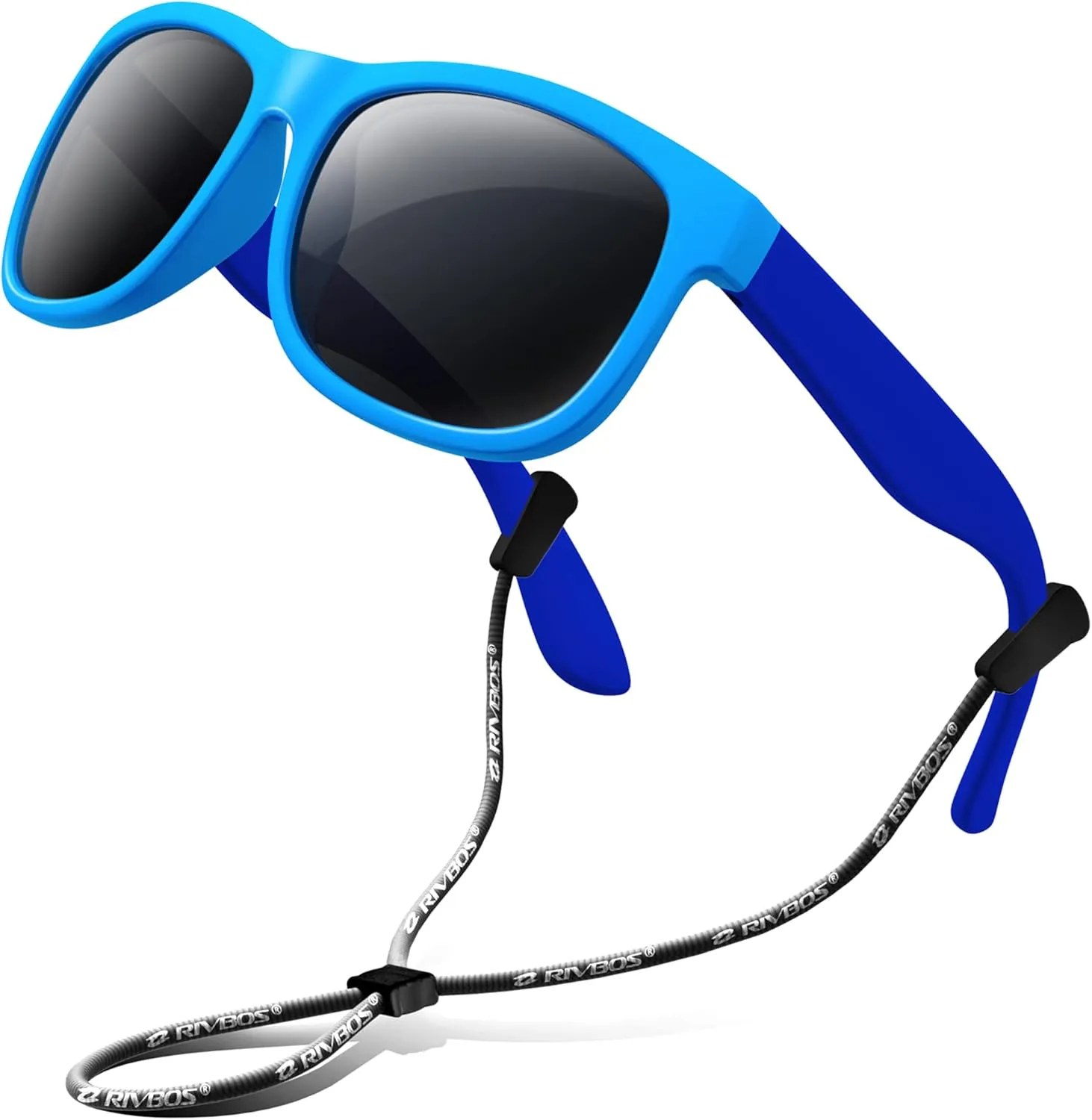 RIVBOS Kids Sunglasses with Strap Polarized UV Protection Flexible Rubber Shades for Boys Girls RBK023