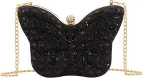 Women Elegant Butterfly Clutches Glitter Evening Bag Shoulder Bag Party Wedding Cocktail Prom Handbags