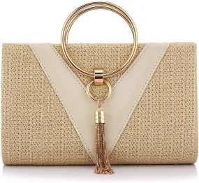 Women Straw Bag Evening Clutch Purse Elegant Handbags Formal Party Clutches Purses for Wedding/Prom/Cocktail