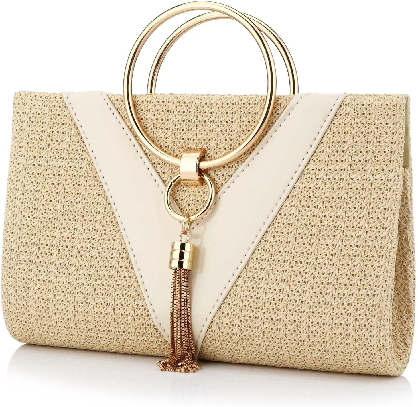 Women Straw Bag Evening Clutch Purse Elegant Handbags Formal Party Clutches Purses for Wedding/Prom/Cocktail