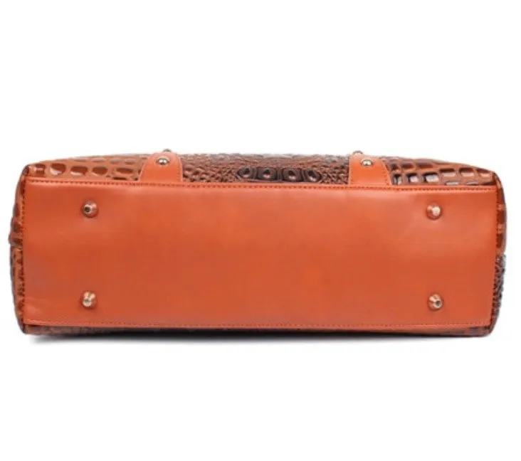 Women's Autumn Crocodile Leather Tote Handbag
