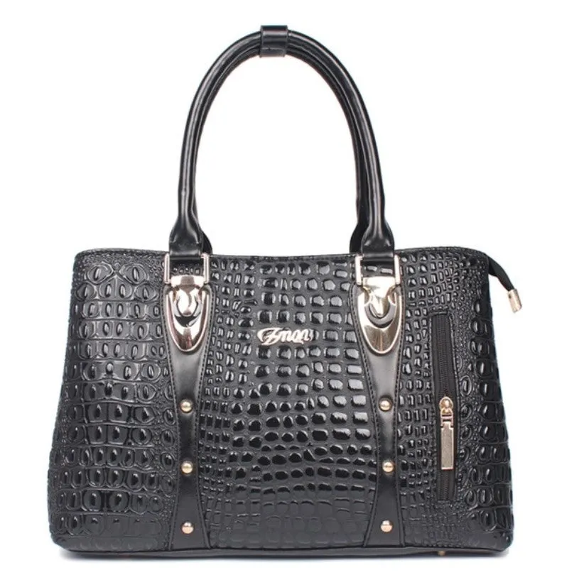 Women's Autumn Crocodile Leather Tote Handbag