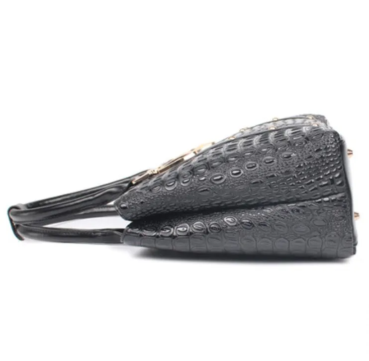 Women's Autumn Crocodile Leather Tote Handbag