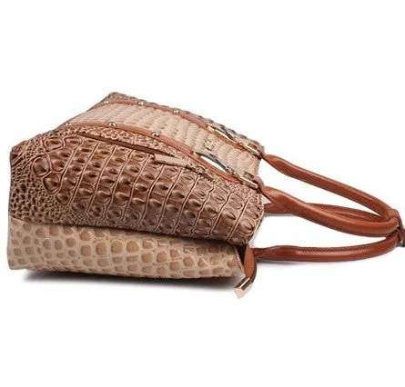 Women's Autumn Crocodile Leather Tote Handbag