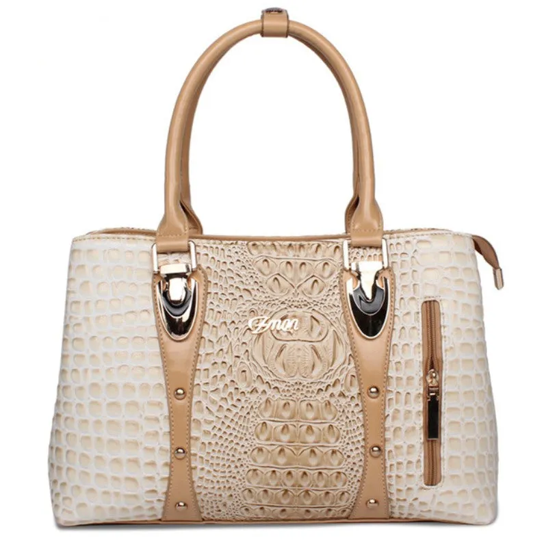 Women's Autumn Crocodile Leather Tote Handbag