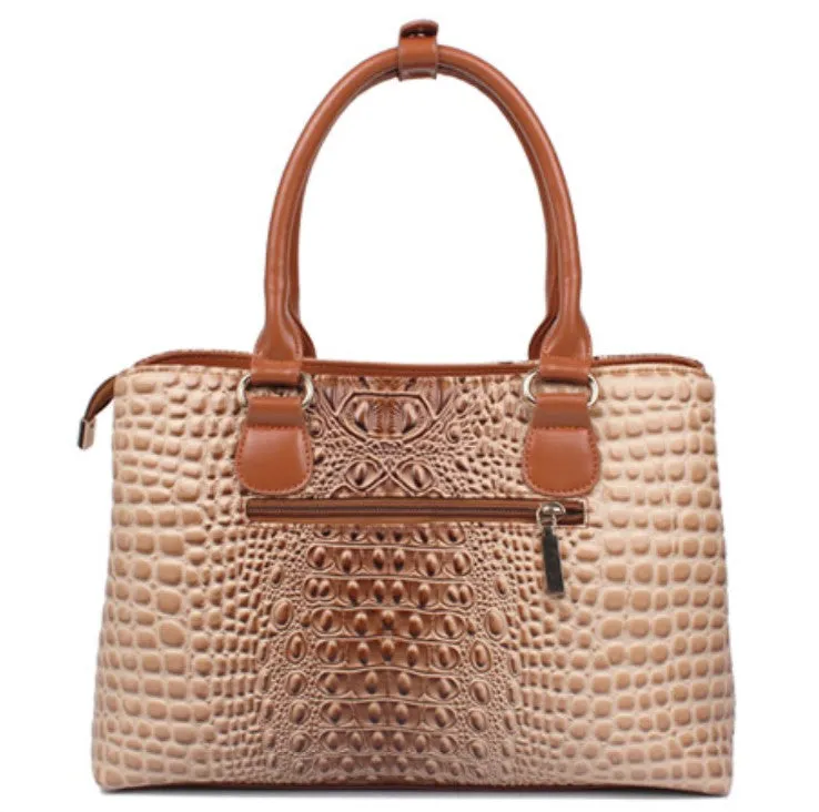 Women's Autumn Crocodile Leather Tote Handbag