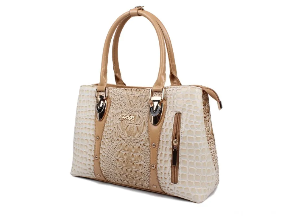 Women's Autumn Crocodile Leather Tote Handbag