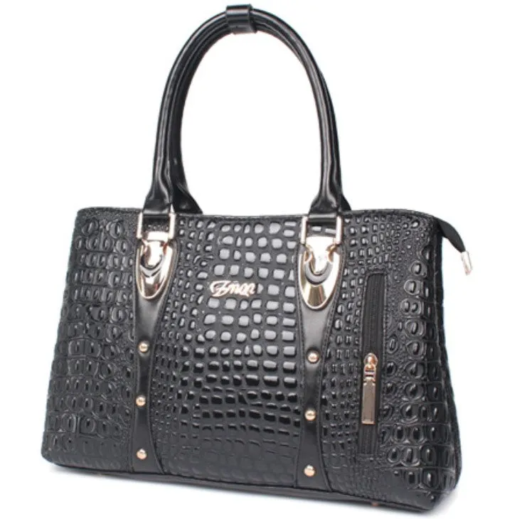 Women's Autumn Crocodile Leather Tote Handbag