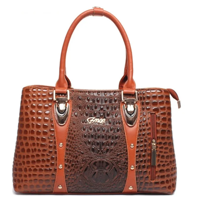 Women's Autumn Crocodile Leather Tote Handbag