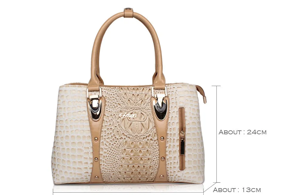 Women's Autumn Crocodile Leather Tote Handbag