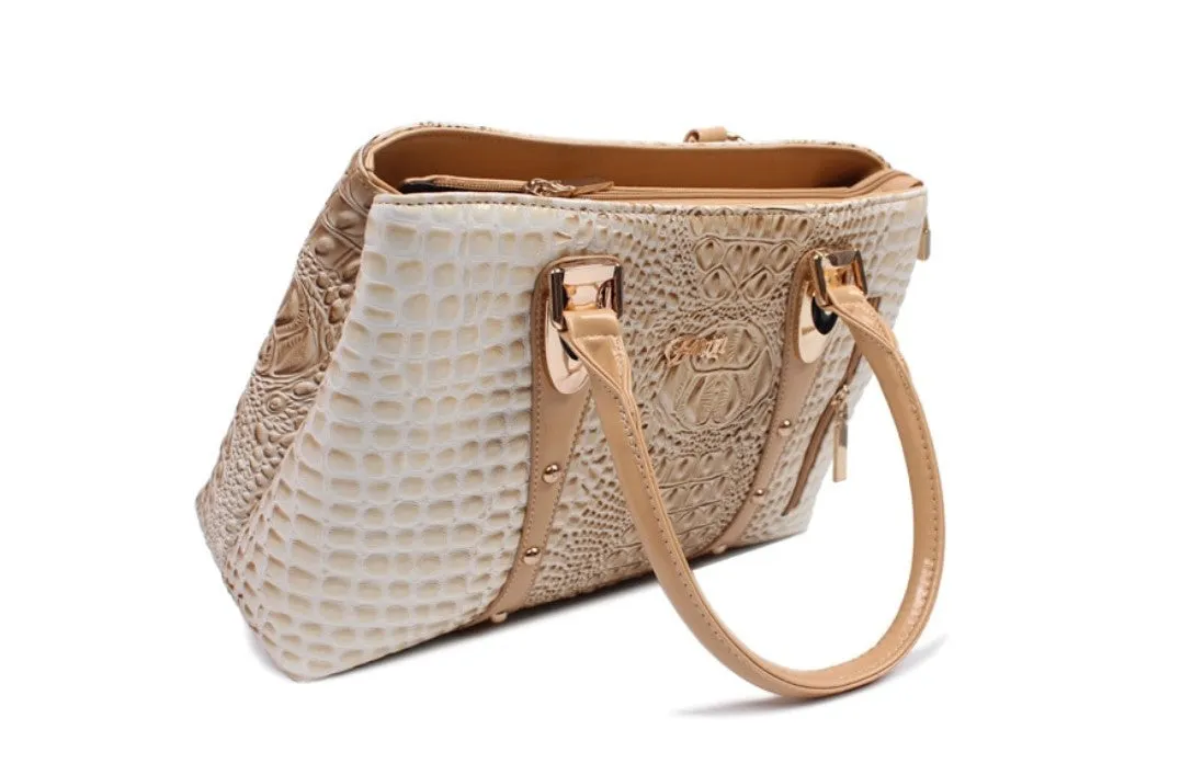 Women's Autumn Crocodile Leather Tote Handbag