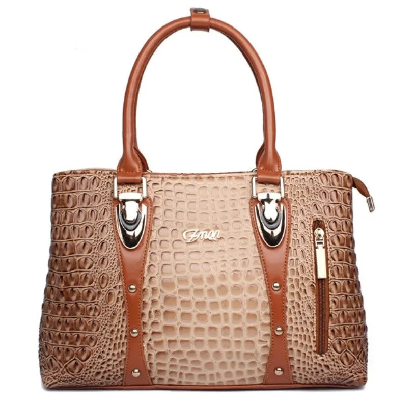 Women's Autumn Crocodile Leather Tote Handbag
