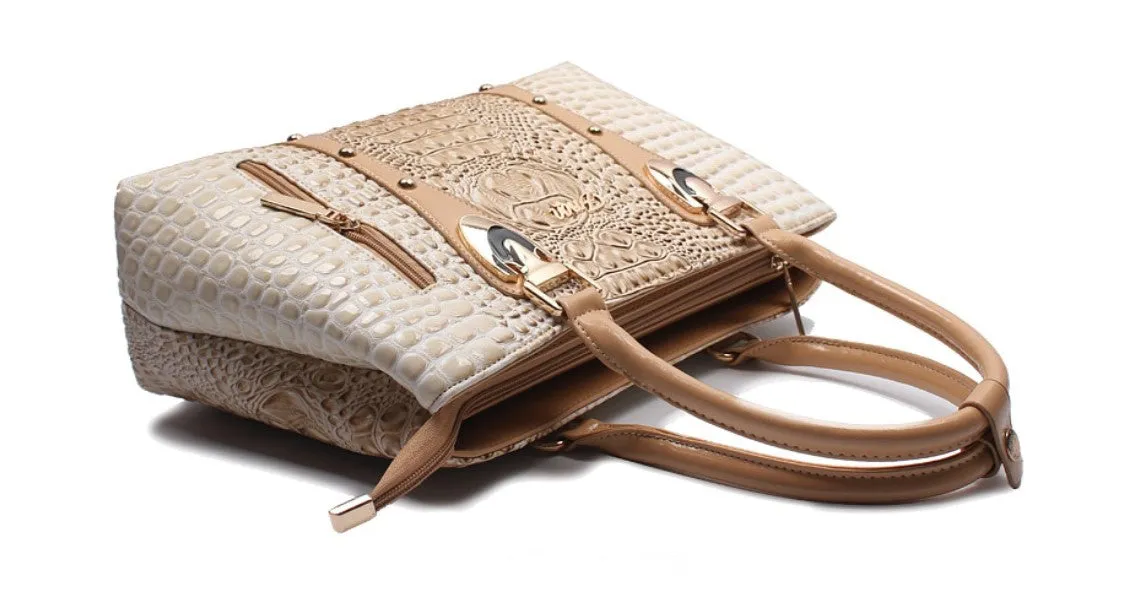 Women's Autumn Crocodile Leather Tote Handbag