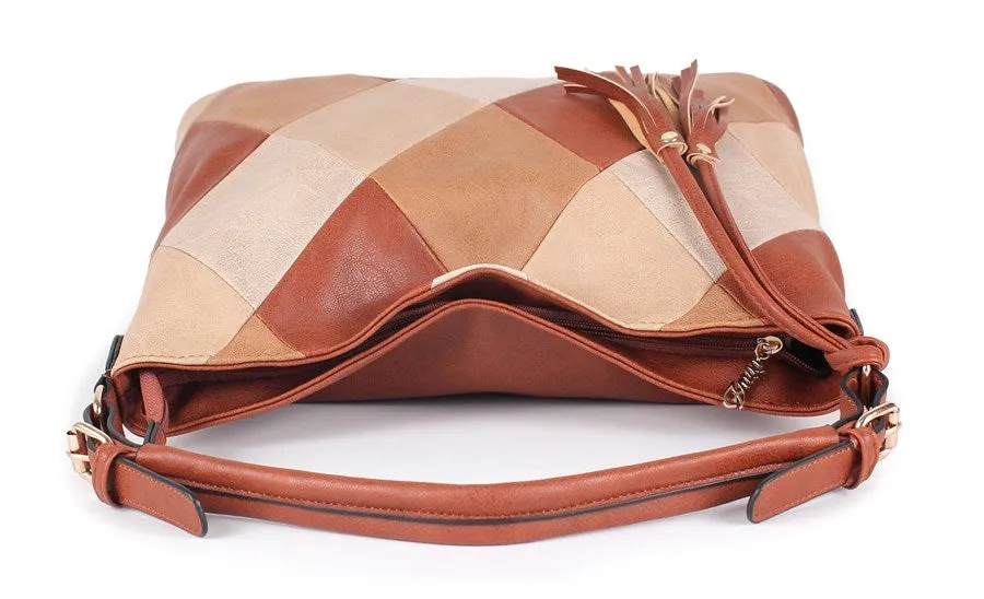 Women's Autumn Patchwork PU Leather Tote Handbag