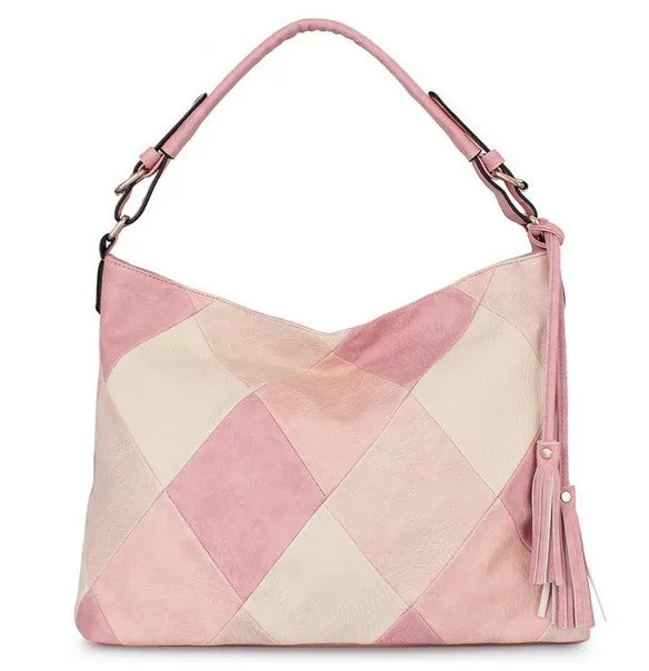 Women's Autumn Patchwork PU Leather Tote Handbag