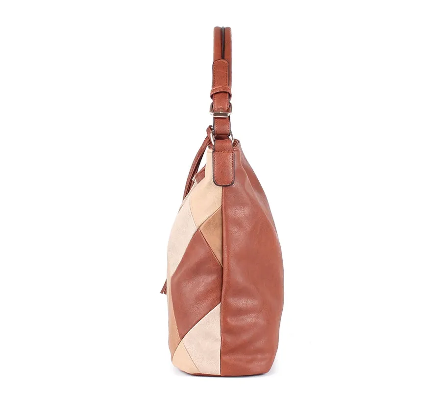 Women's Autumn Patchwork PU Leather Tote Handbag