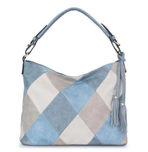 Women's Autumn Patchwork PU Leather Tote Handbag
