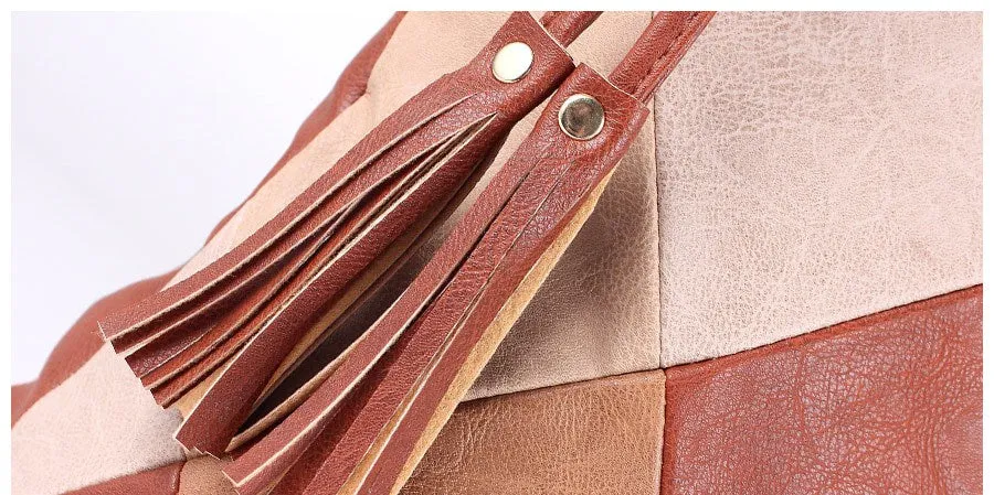 Women's Autumn Patchwork PU Leather Tote Handbag