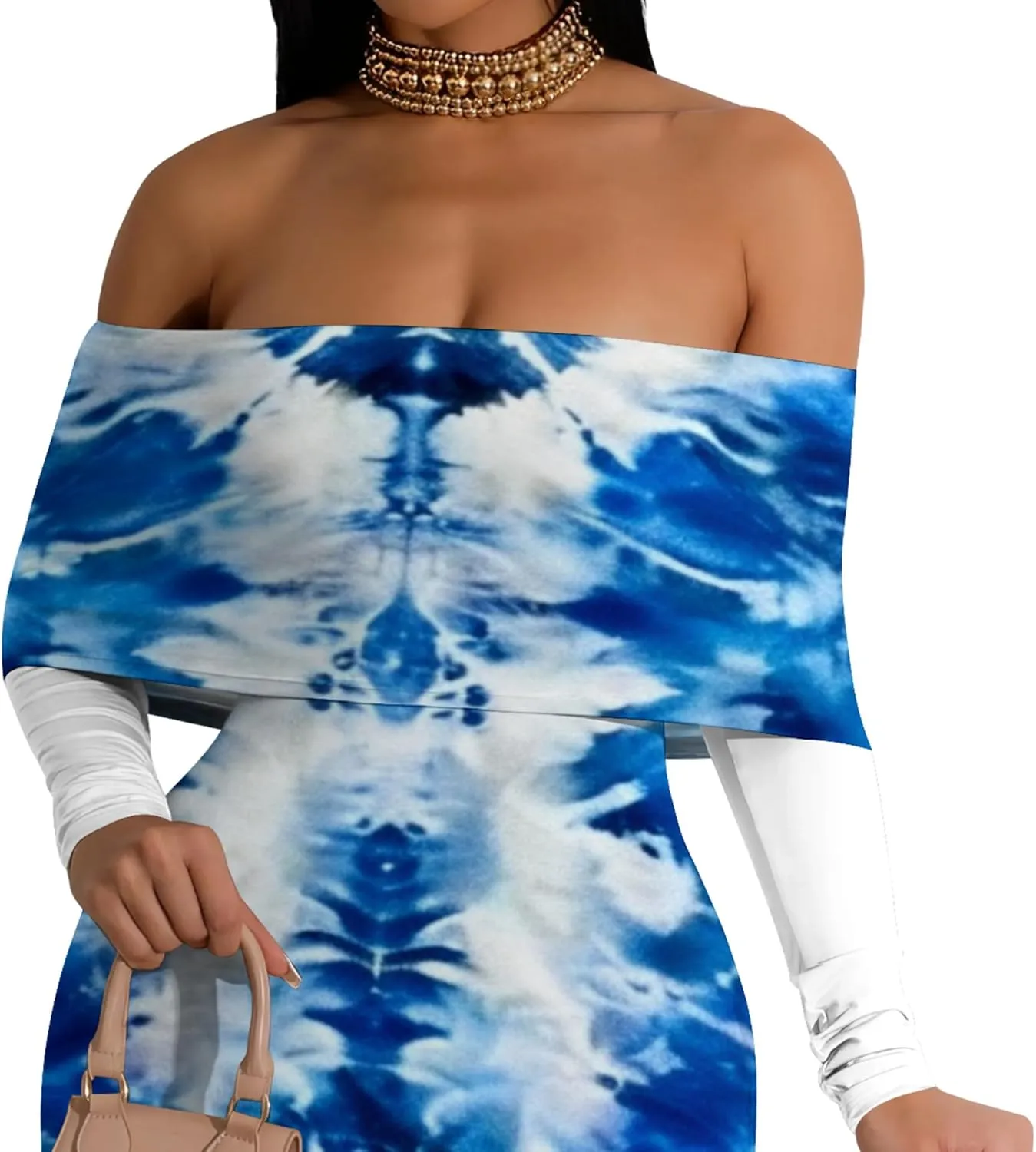 Women's Sexy Maxi Dress Long Sleeve Off Shoulder Bodycon Evening Formal Dress Cocktail Party Dress