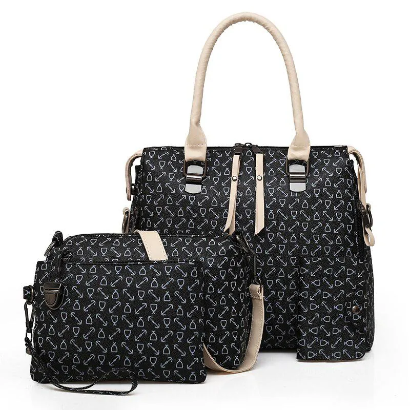 Women's Soft Leather Handbag | 4 Pieces Set