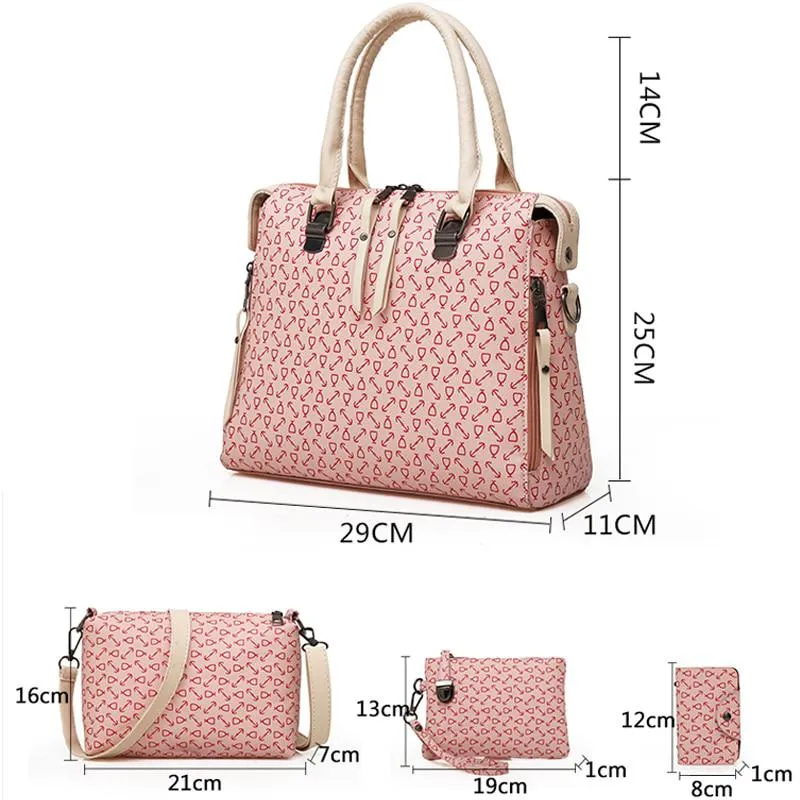 Women's Soft Leather Handbag | 4 Pieces Set