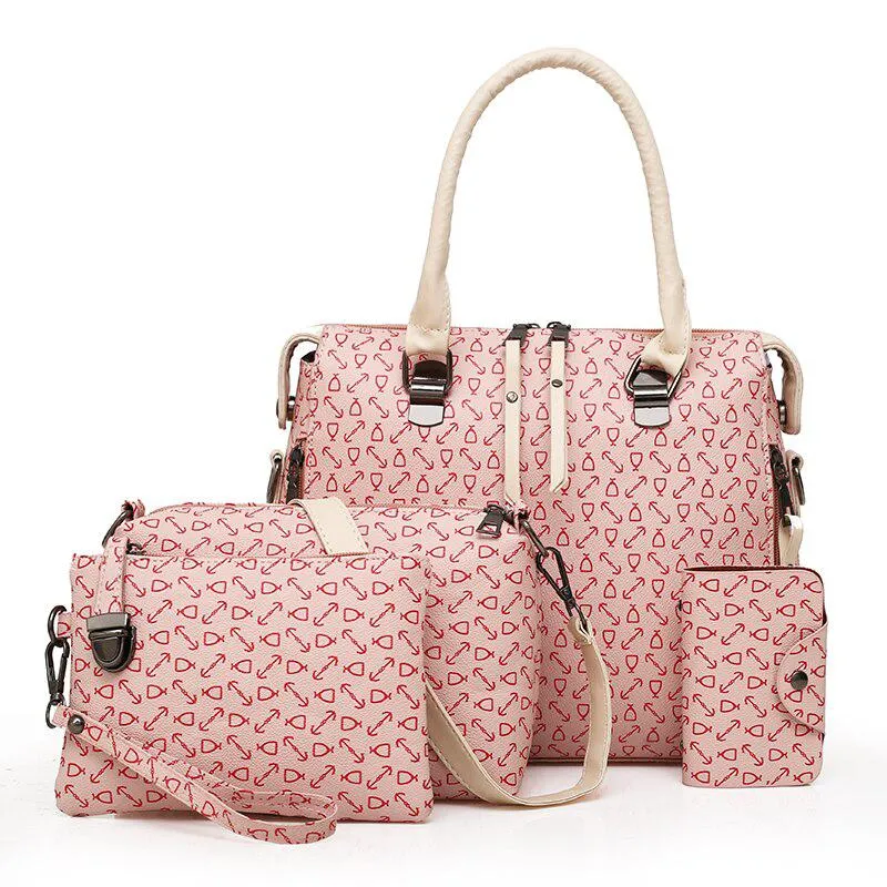 Women's Soft Leather Handbag | 4 Pieces Set