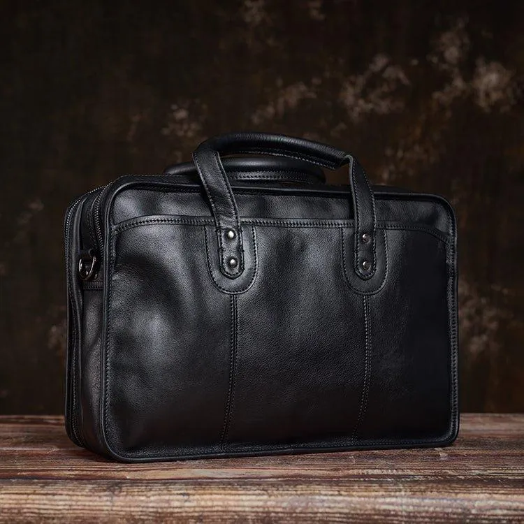 Woosir Vintage Leather Briefcase Fit 16" 17" Laptop